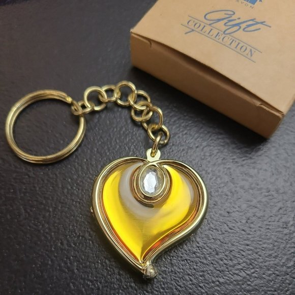VTG 2000 Avon Heart Locket Keychain Birthstone Simulated Diamond April G… - Picture 1 of 8